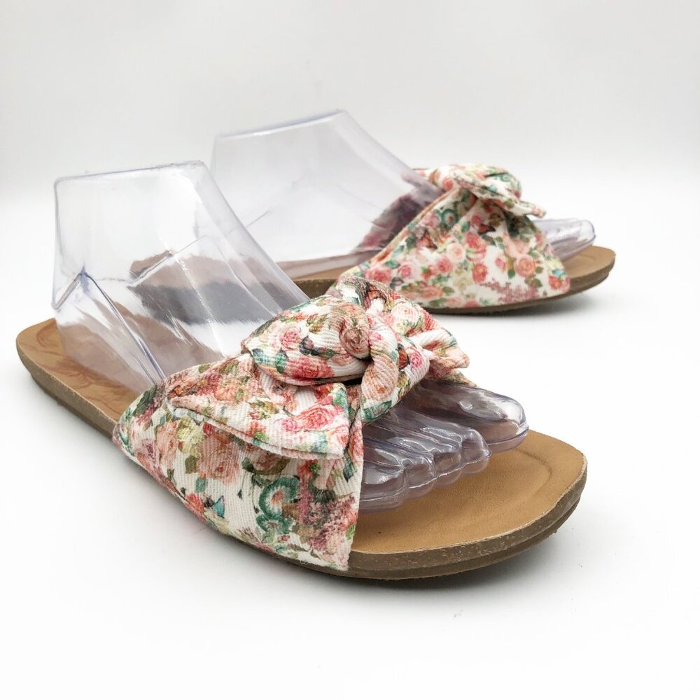 Blowfish Floral Knot Slide Sandals - Pink Green Cream